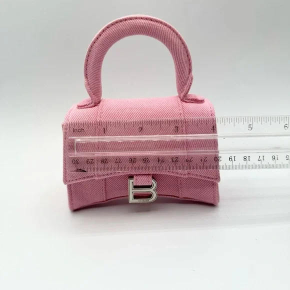 Balenciaga Pink Mini Denim Hourglass Top Handle Crossbody Bag - Picture 10 of 15